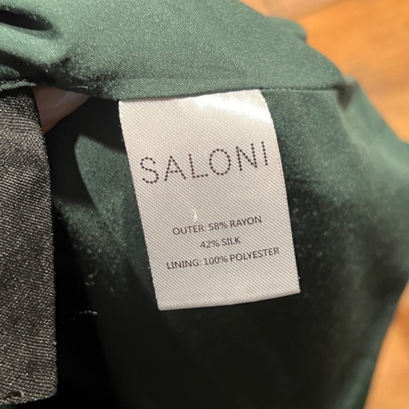 Saloni Rina B Satin Jacquard Mini Green Dress Size 0 - Picture 9 of 9